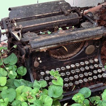 Oude Typemachine in de Tuin